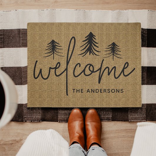 Paillasson Sketched Pines Personalized Welcome Doormat