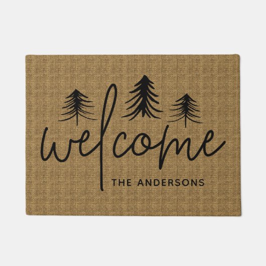 Paillasson Sketched Pines Personalized Welcome Doormat (Devant)