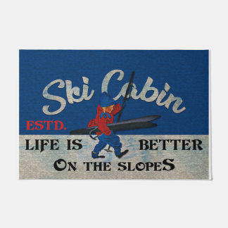 Paillasson Ski Cabin Retro Rug, Life Is Better On The Slopes