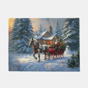 Paillasson Sleigh Père Noël à cheval de Noël