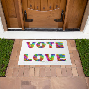Paillasson SlipperyJoe vote amour égalité fourrure arc-en-cie