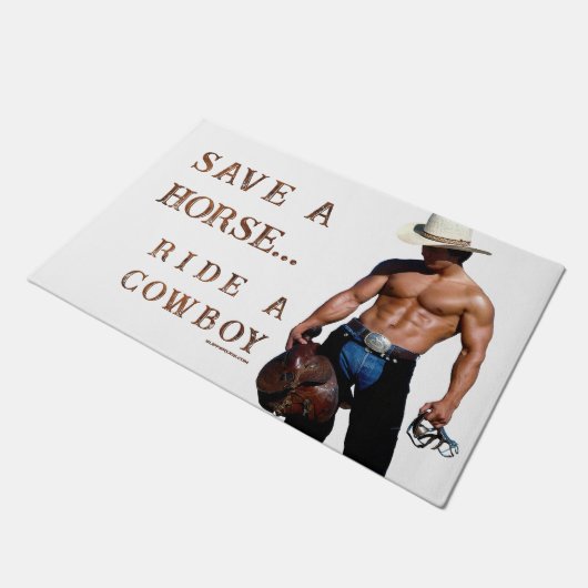 Paillasson SlipperyJoe's save horse ride paille cowboy casque (Incliné)