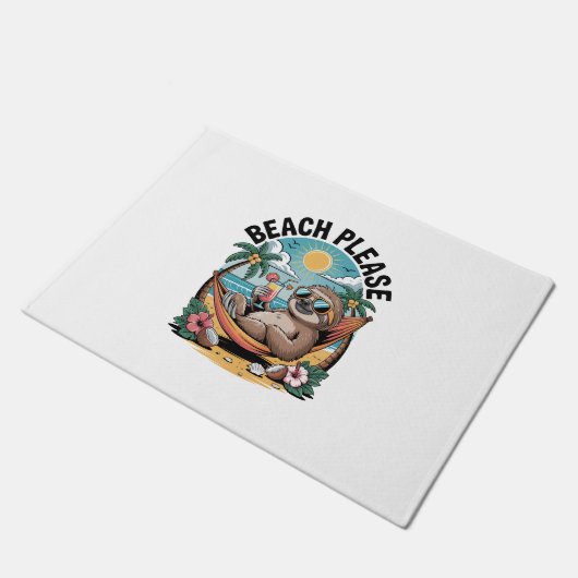 Paillasson Sloth avec glace Crème Plage d'été S'il vous plaît (Incliné)