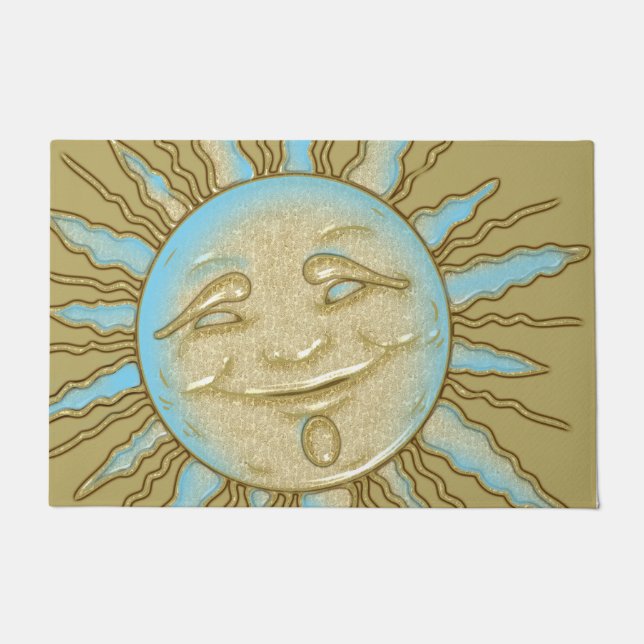 Paillasson Smiling été Sun Blue Gold Door Mat (Devant)