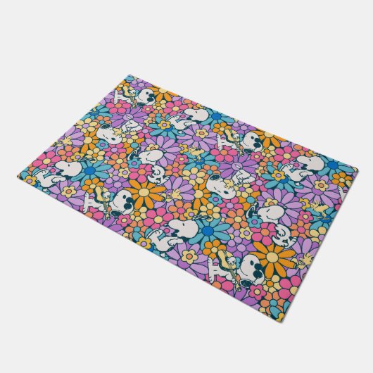 Paillasson Snoopy & Motif de fleurs de bois (Incliné)