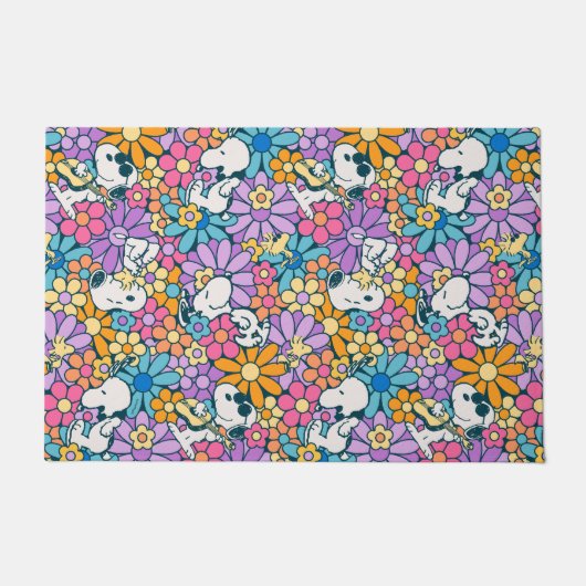 Paillasson Snoopy & Motif de fleurs de bois (Devant)