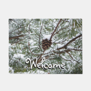Paillasson Snowy Pine Cône II hiver Photographie de la nature