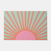 Paillasson Soleil Lever Vert Et Rose Abstrait Retro Soleil (Devant)
