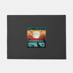Paillasson Sorcière d'Halloween Chat Toile d'Araignée Lune Ci