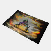 Paillasson Sorcière et chat noir, Happy Halloween ! (Incliné)