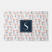 Paillasson Souris à motif flamingo rose tropicale monogramme (Devant)
