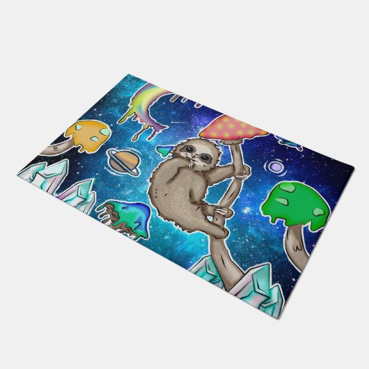 Paillasson Space Galaxy Sloth Cosmic Champignons Bizarre Crys (Incliné)