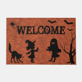 Paillasson Spider Web Chat noir Halloween mat de porte (Devant)