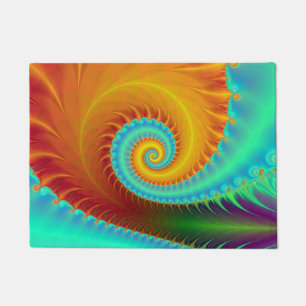 Paillasson Spirale dentée de porte Mat en Turquoise et Or