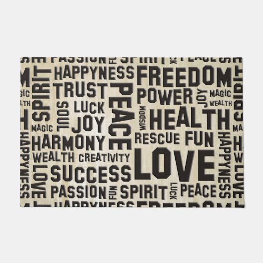 Paillasson Spirit Affirmations de vie NOIR + votre backgr. (Devant)