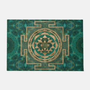 Paillasson Sri Yantra/malachite et or de Sri Chakra