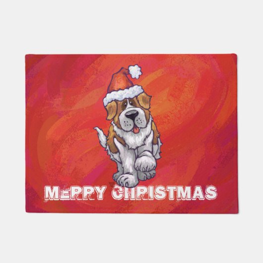 Paillasson St Bernard Noël En Rouge (Devant)