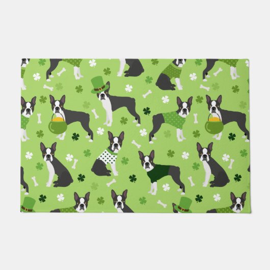 Paillasson St. Patrick's Day Boston Terrier (Devant)
