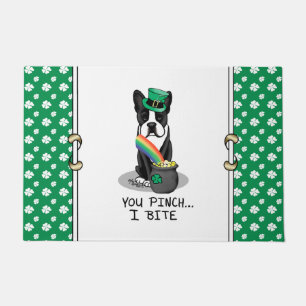 Paillasson St. Patrick's Day Boston Terrier (noir) mignon chi