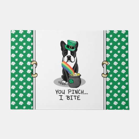 Paillasson St. Patrick's Day Boston Terrier (noir) mignon chi (Devant)