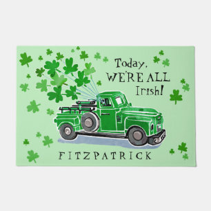 Paillasson St. Patrick's Day Green Vintage Truck Ajouter le n