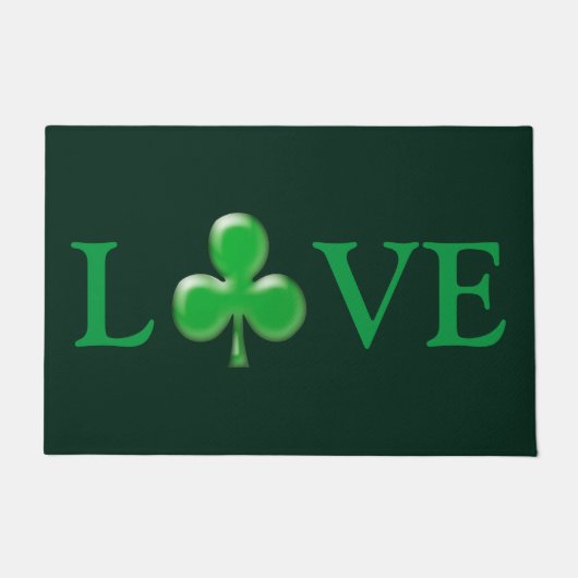 Paillasson St. Patrick's Day Love Green Clover Porte Shamrock (Devant)