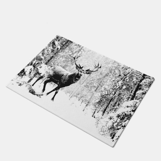 Paillasson Stade Deer Forêt d'hiver Faune Animal Nature Art (Incliné)