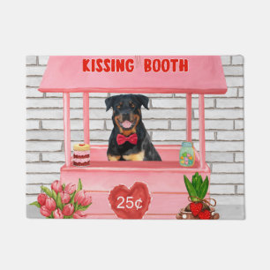 Paillasson Stand de baisers de chien Rottweiler pour la Saint