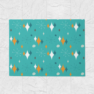 Paillasson Starburst Mid Century Motif moderne en Turquoise