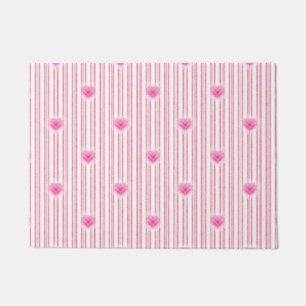 Paillasson Starburst Valentine Heart sur Soft Pink Stripe