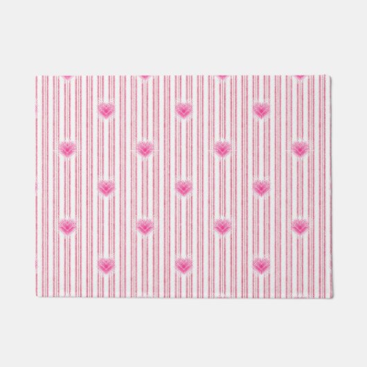 Paillasson Starburst Valentine Heart sur Soft Pink Stripe (Devant)