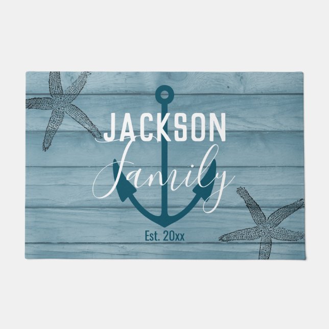 Paillasson Starfish Rustique Poisson à étoiles Custom Family  (Devant)