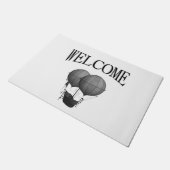 Paillasson Steampunk Design Machine volante noire et blanche (Incliné)