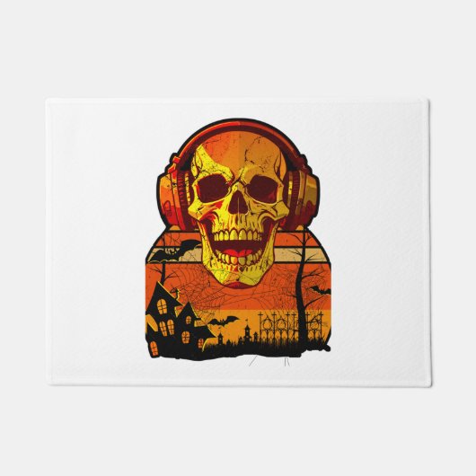 Paillasson Sticker à crâne Hallowen Retro (Devant)