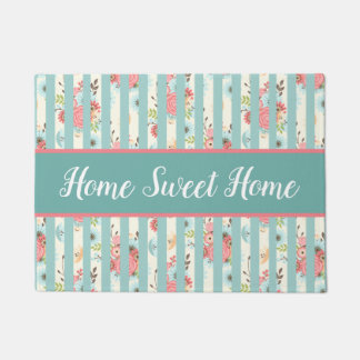 Paillasson Stripes et Fleurs Porte Mat