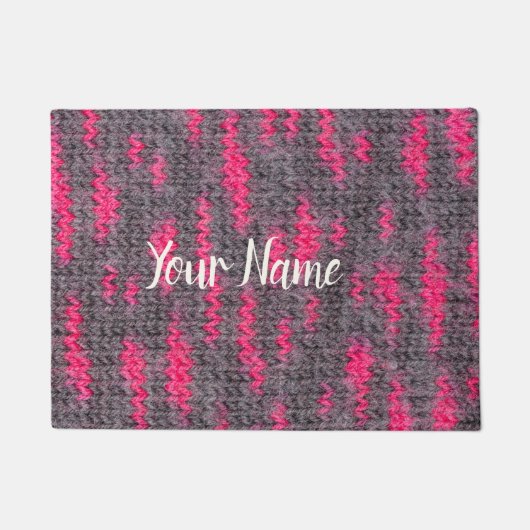 Paillasson Structure en laine Knit aux couleurs rose et gris (Devant)
