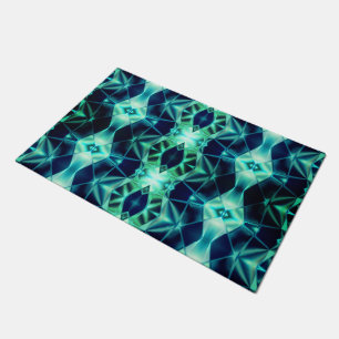 Paillasson Style acrylique vert bleu, formes de miroir néon