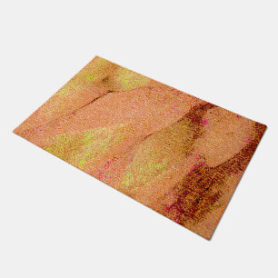 Paillasson Style cuir ridé avec peinture usée, saumon