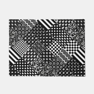 Paillasson Style minimaliste Motif mixte noir blanc