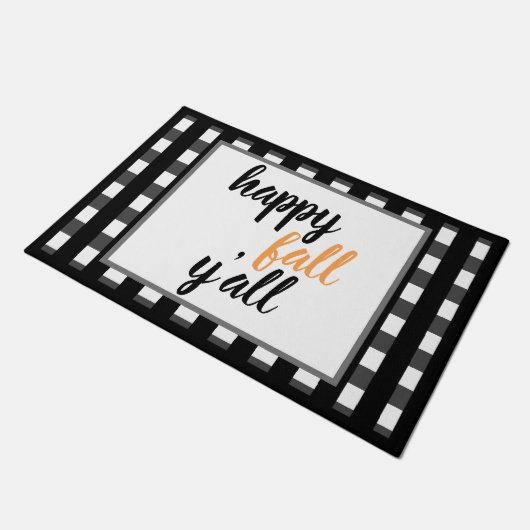 Paillasson Style moderne Happy Fall Y'all Black Buffalo Check (Incliné)