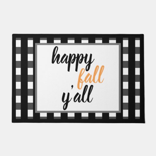 Paillasson Style moderne Happy Fall Y'all Black Buffalo Check (Devant)