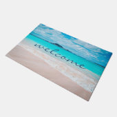 Paillasson Style moderne Hawaii Tropical Beach Photo Bienvenu (Incliné)