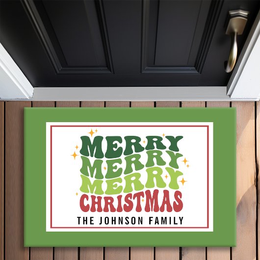 Paillasson Style Rétro Monogramme Joyeux Joyeux Noël