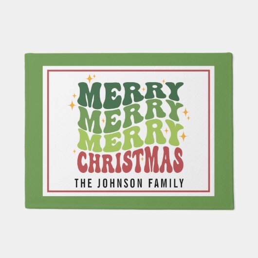 Paillasson Style Rétro Monogramme Joyeux Noël (Devant)