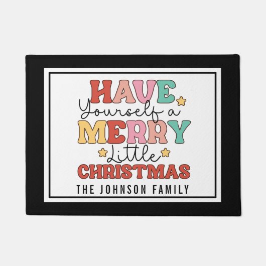 Paillasson Style Rétro Monogramme Joyeux Petit Noël (Devant)
