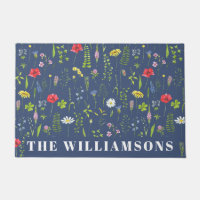 Stylish Boho Blue Fleurs sauvages Floral Personnal