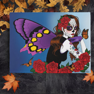 Paillasson Sucre Violet Crâne Fée Roses Rouges Monarches Goth