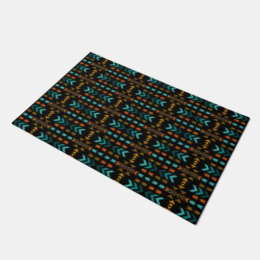 Paillasson Sud-Ouest, Noir et Aqua, Porte Mat de 18" x 24" (Incliné)