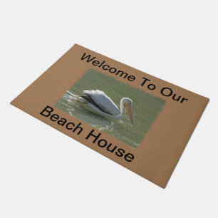 Paillasson Summer Beach House Coastal Pélican Bienvenue invit
