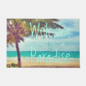 Paillasson Summer Ocean Beach Palm Tree aquarelle peinture (Devant)